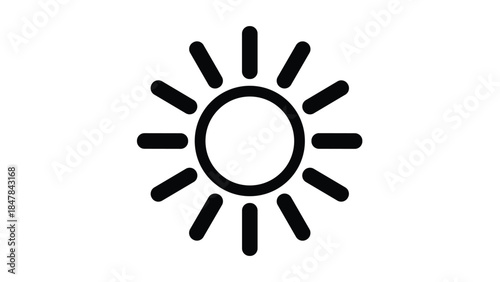 Simple sun icon in black on white background, Generative AI.