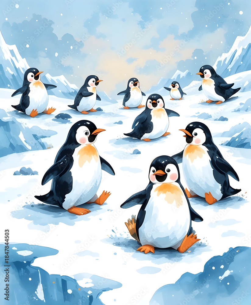 Fototapeta premium Penguin Parade Cheer 