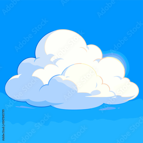 [Vector EPS]A bright white cloud floating in a clear blue sky
