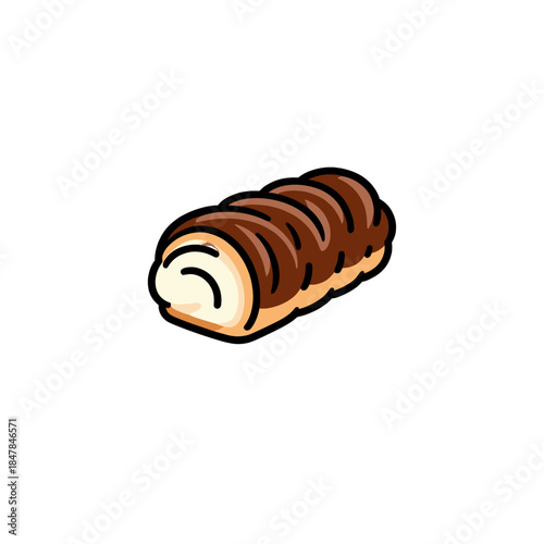 [Vector EPS]Delicious chocolate-covered cream filled pastry roll