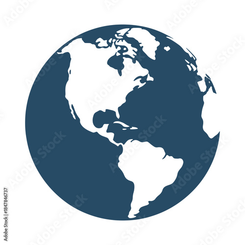 A simplified illustration of the earth showing the continents and oceans