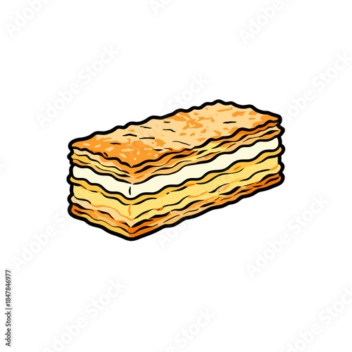 [Vector EPS]A delicious layered pastry with creamy filling inside