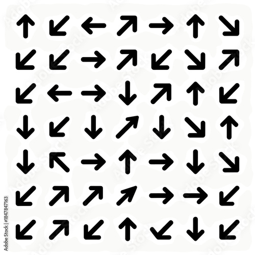 [Vector EPS]Various black arrows in different directions for directional indication