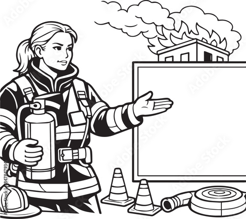 A funny cartoon vector illustration of a man and woman in a business kitchen laboratory using a computer for humor work