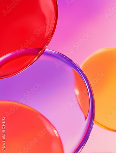 Vibrant abstract circles with bold colorful gradients and translucent overlapping shapes