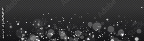 Bright sparkling particles shimmer softly over transparent layer. Magical light highlights create dreamy festive atmosphere. Ideal for greeting cards or posters.