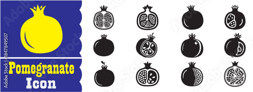 Set of Pomegranate icon, Pomegranate vector collection