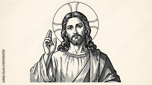Jesus Christ Illustration Portrait.