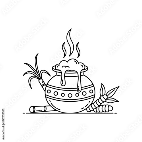 A traditional indian clay pot with burning ghee and decorative elements