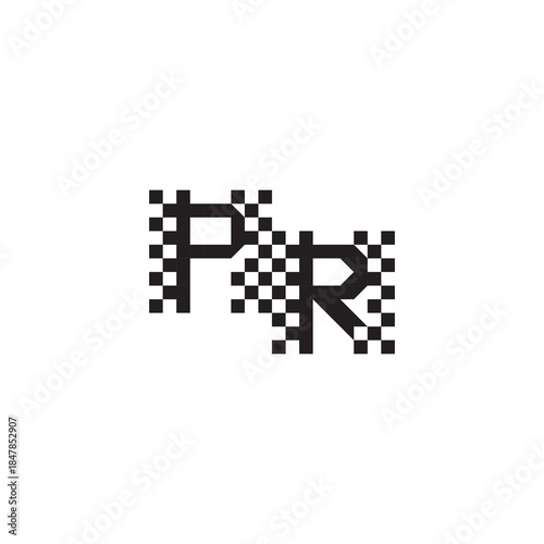 Alphabet Logo Monogram Design Modern Abstract Bold PR Initial Pixel Vector Alphabet