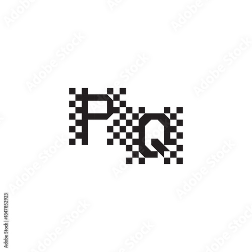 Alphabet Logo Monogram Design Modern Abstract Bold PQ Initial Pixel Vector Alphabet