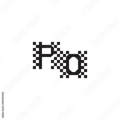 Alphabet Logo Monogram Design Modern Abstract Bold PO Initial Pixel Vector Alphabet