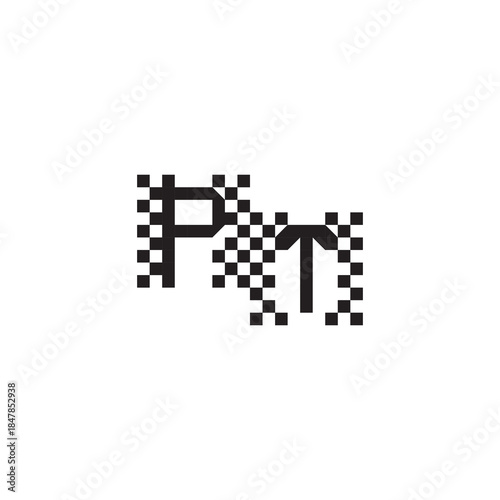 Alphabet Logo Monogram Design Modern Abstract Bold PT Initial Pixel Vector Alphabet