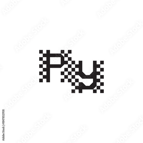 Alphabet Logo Monogram Design Modern Abstract Bold PY Initial Pixel Vector Alphabet