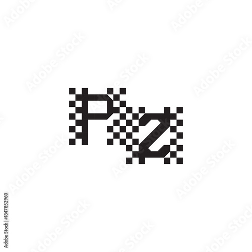 Alphabet Logo Monogram Design Modern Abstract Bold PZ Initial Pixel Vector Alphabet