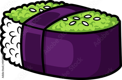 Delicious Sushi Roll with Green Filling and White Rice.