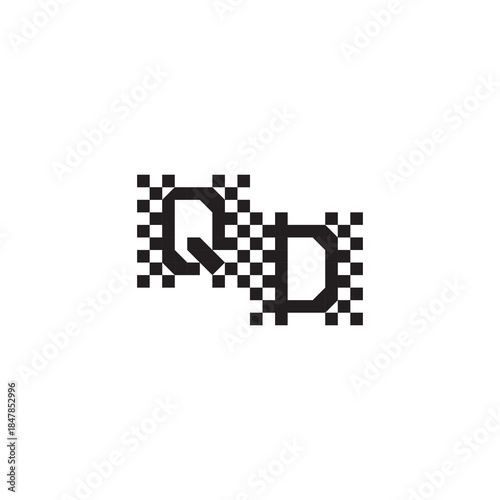 Alphabet Logo Monogram Design Modern Abstract Bold QD Initial Pixel Vector Alphabet