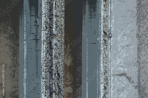 WINDOW - A wooden window frame in a very old house with peeling paint
