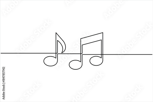 Continuous music note design one line art drawing of music notation musical concept illustration