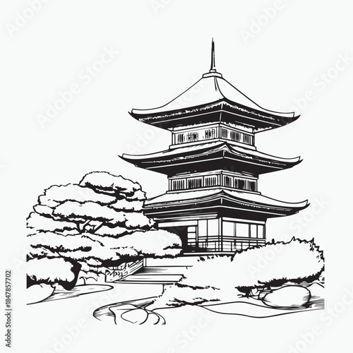 japanese temple in the morning