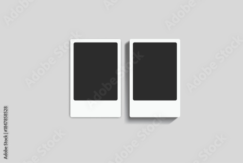 Vector Retro photo booth strips and instant film frames with blank placeholders. Minimalist vintage snapshot mockup templates for photography layouts, scrapbooking, and social media memories.