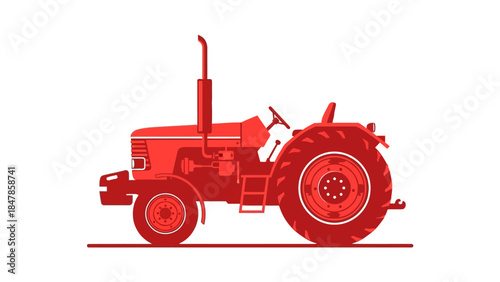 Red tractor on a white background