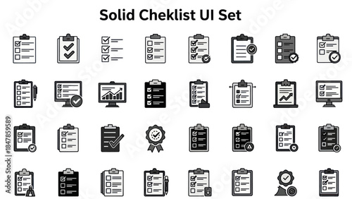 Comprehensive Checklist and Task Management Icon Set for Digital Interfaces and Projects