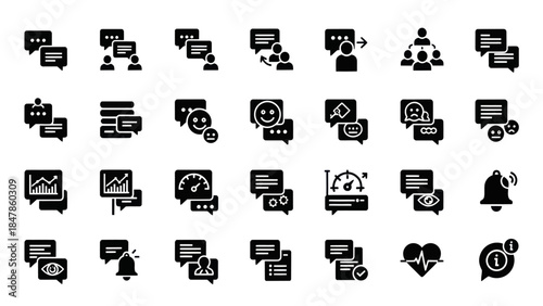 Comprehensive Collection of Modern Communication and Feedback Icons for Digital Interfaces