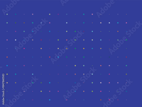 Deep Blue Abstract Geometric Pattern Background with Scattered Multi-Colored Dots