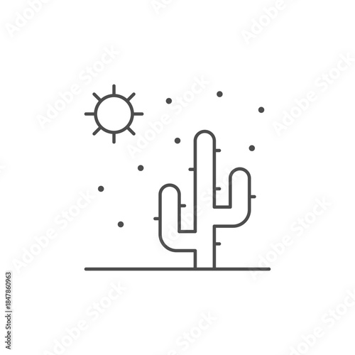 Desert scenery line outline icon