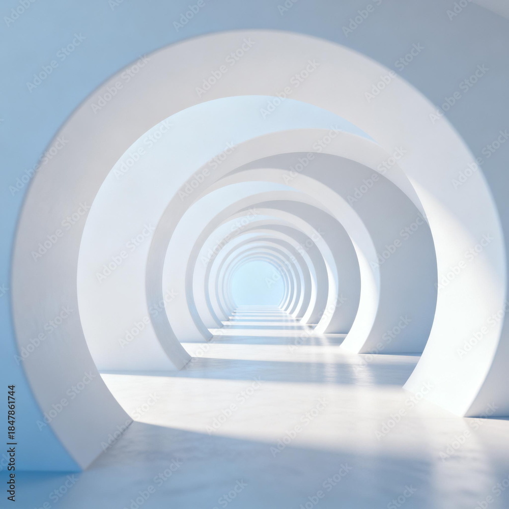 Obraz premium Endless White Arches in Minimalist Interior Space