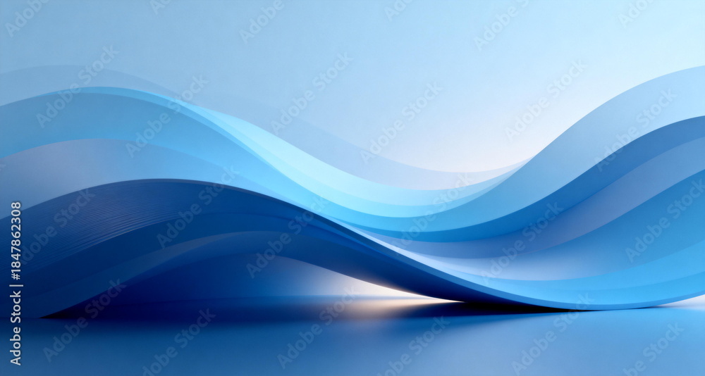 Fototapeta premium Abstract Blue Curved Wave Background Design