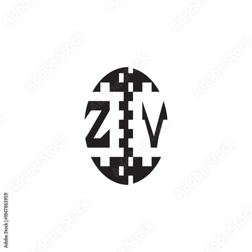 ZV Alphabet Bold Unique Design Monogram Initial Alphabet Pixel Logo Concept