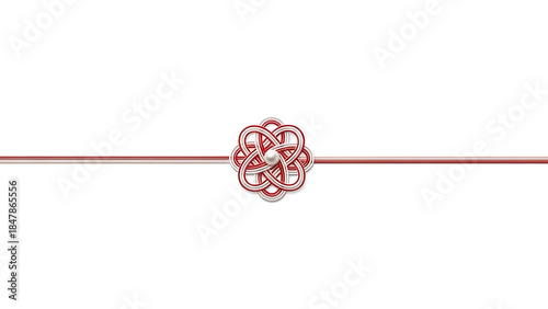 Elegant Abstract Knot Ornament on a Red String Across White Background