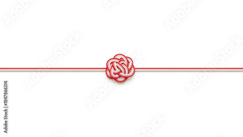 Symbolic Red and White Mizuhiki Knot, Representing Japanese Culture and Celebration