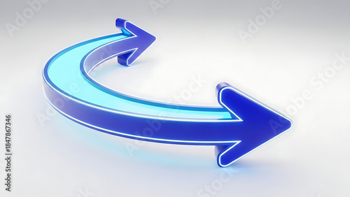 Curved Arrow Symbolizing Change and Direction in a 3D Render