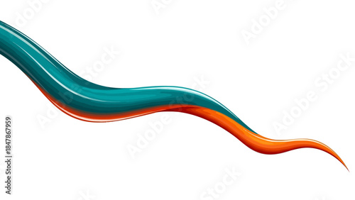 Swirling teal and orange ribbon on a white background