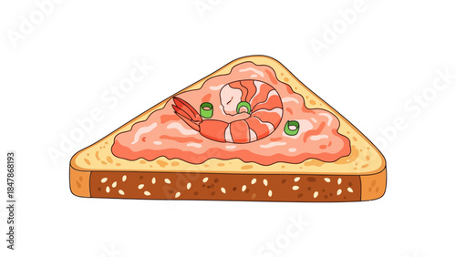 Toast with shrimp and spread