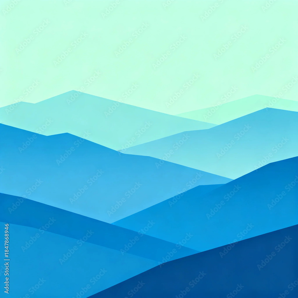 Fototapeta premium A Serene Abstract Blue Mountain Range with Soft Gradients