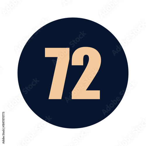 a number 72 on a blue background icon vector design