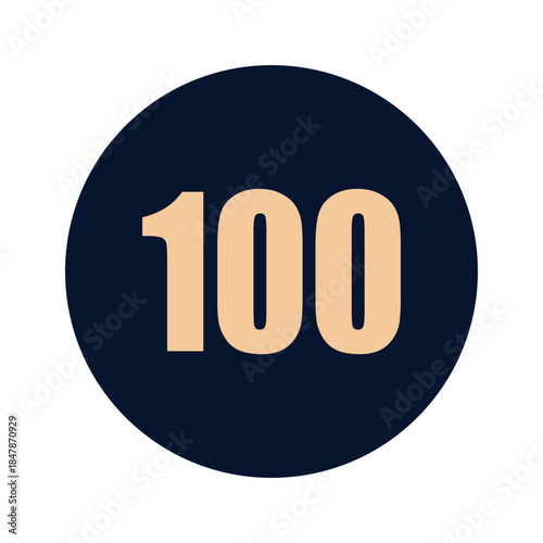 a number 100 on a blue background icon vector design