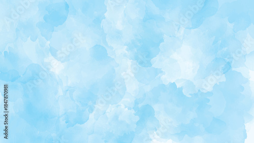 Abstract Grunge effect light sky blue painting illustration watercolor background on white paper texture. Paint hand drawn illustration, Aquarelle paint paper textured canvas for vintage text design, 