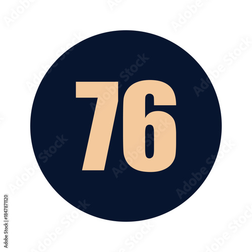 a number 76 on a blue background icon vector design