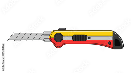 Retractable utility knife with segmented blade vector illustration