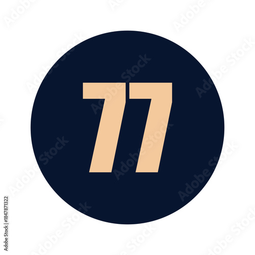 a number 77 on a blue background icon vector design