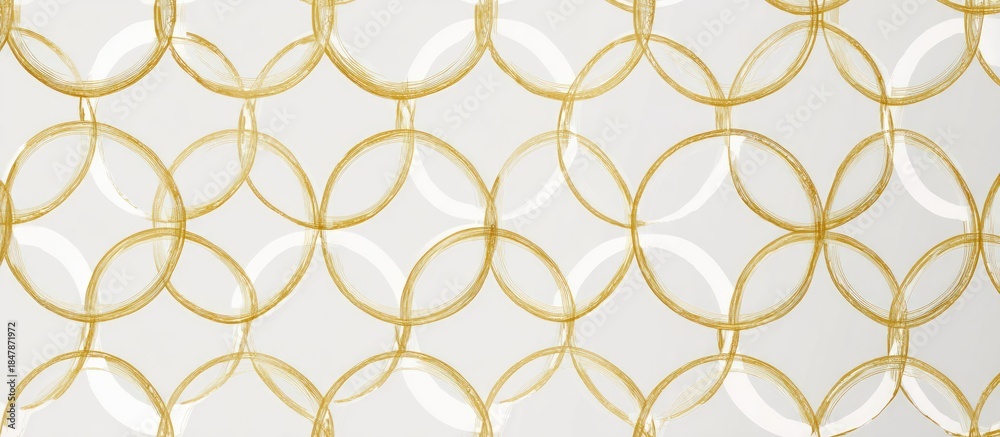 Naklejka premium Abstract gold circles pattern on a light gray background