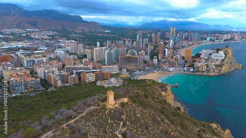 Aerial view of Benidorm, Alicante province, Valencian Community, Spain