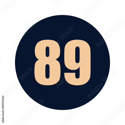 a number 89 on a blue background icon vector design