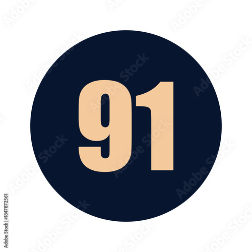 a number 91 on a blue background icon vector design