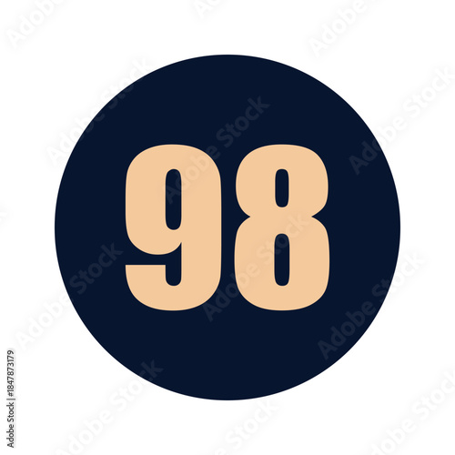 a number 98 on a blue background icon vector design